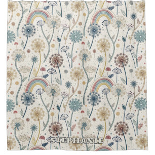 Rideaux De Douche Dandelions Whimsical Rainbow et Botanical (2)