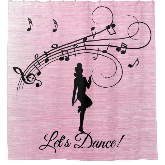Rideaux De Douche Danse à pas élevés sur la musique Pink (Devant)