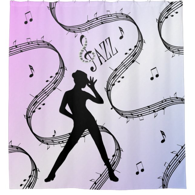 Rideaux De Douche Danse Jazz Violet Clair Musique (Devant)