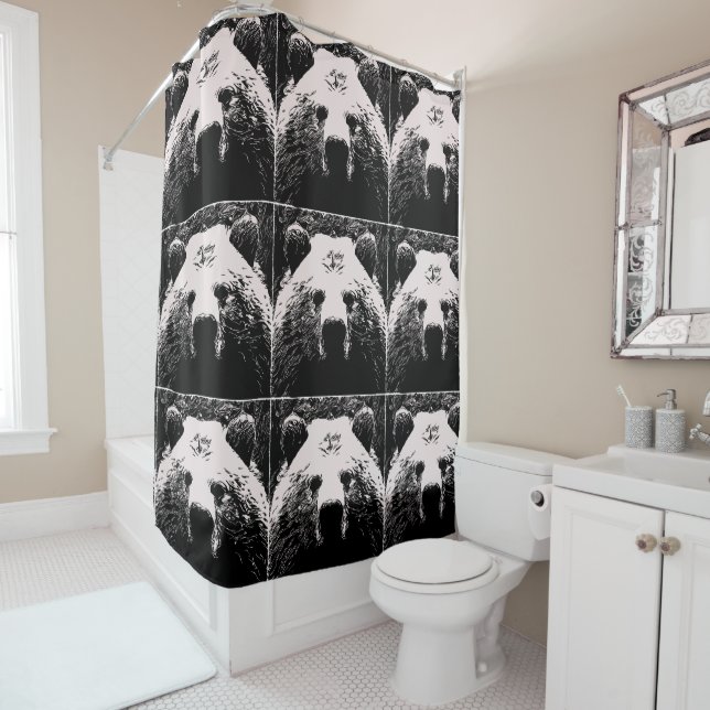 RIDEAUX DE DOUCHE D'ART GRIZZLY BEAR (En situation)