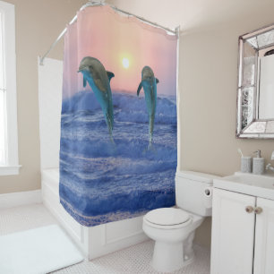 Rideaux De Douche Dauphin de Bottlenose au lever de soleil