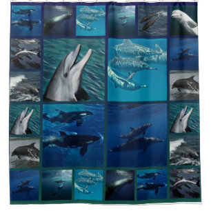 Rideaux De Douche Dauphins et collage de baleines