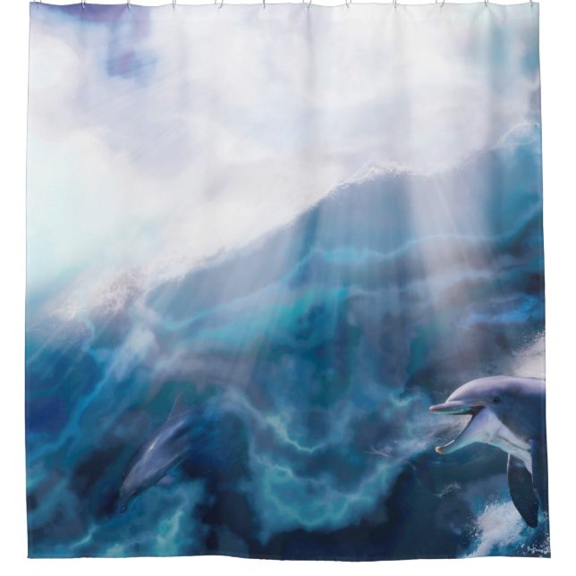 Rideaux De Douche Dauphins Jouant JUSTE POUR LE THRILL (Devant)