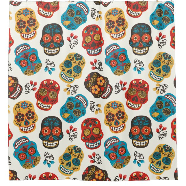 Rideaux De Douche Day of Dead, un motif sans soudure. (Devant)