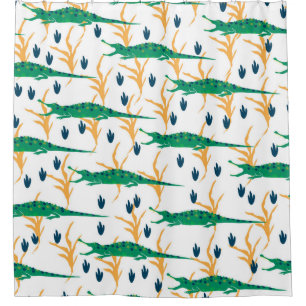 Rideaux De Douche De mignons crocodiles sans couture motif. Animaux
