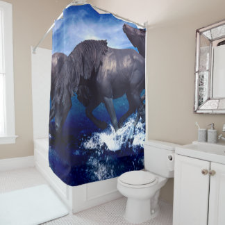 Rideaux de douche de paysage Chevaux courant dans 