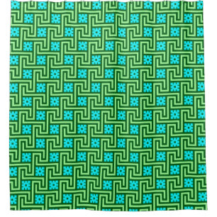 Rideaux De Douche Déco clé grecque, turquoise et Jade vert