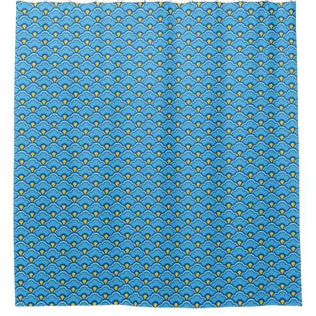 Rideaux De Douche Déco pétoncles chinois, turquoise et aqua (Devant)
