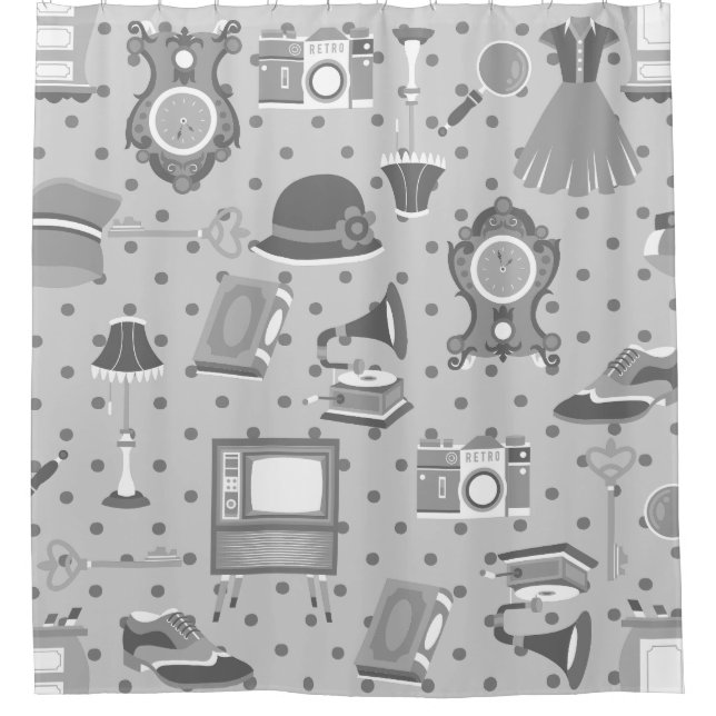 Rideaux De Douche déco vieillotte flamboyante nostalgie antique (Devant)