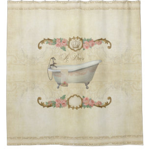 Rideaux De Douche Décor à la maison rose de Bath de Parchment Le