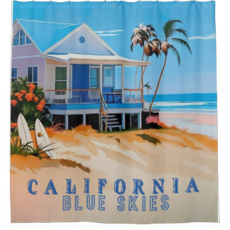Rideaux De Douche Décor de la plage de Los Angeles Californie