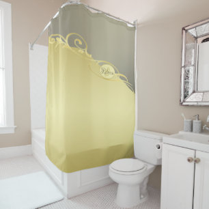 Rideaux De Douche Décor de luxe sur or & argent, Monogramme