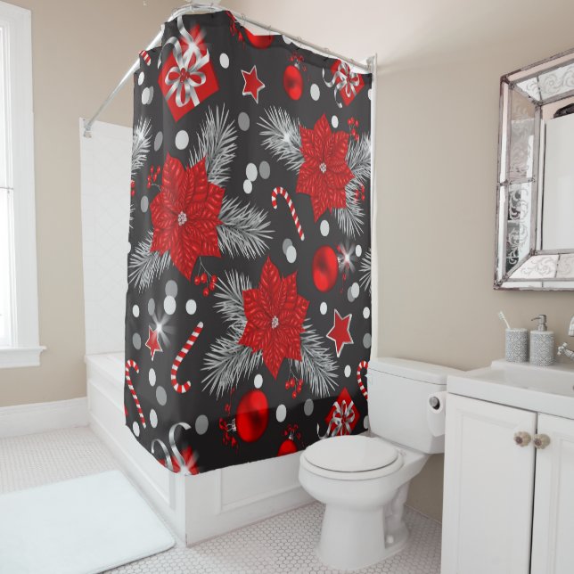 Rideaux De Douche Décor de Noël Design motif (En situation)