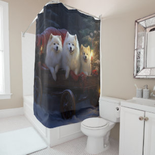 Rideaux De Douche Décor de Noël Eskimo Snowy Sleigh