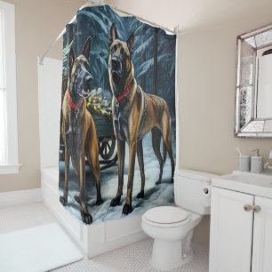 Rideaux De Douche Décor de Noël Malinoi Snowy Sleigh