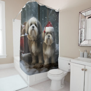 Rideaux De Douche Décor de Noël Malti tzu Snowy Sleigh