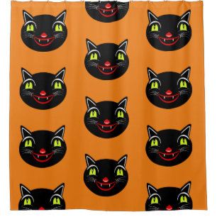 Rideaux De Douche Décor Halloween vintage Chat Noir I
