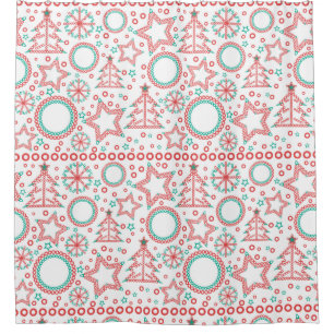 Rideaux De Douche Décor ornemental Merry Christmas blanc sans charm