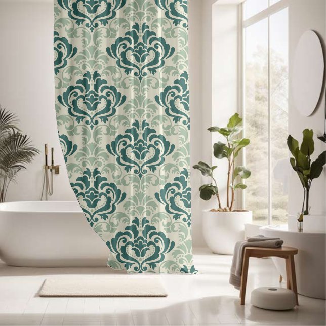 Rideaux De Douche Décoratif Green Harmony Damask (Créateur téléchargé)