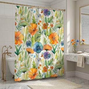 Rideaux De Douche Décoration de campagne française à l'aquarelle fle
