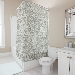 Rideaux De Douche Décoration de maison florale en damas blanc élégan