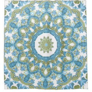 Rideaux De Douche décoration d'ornement bleu vert blanc