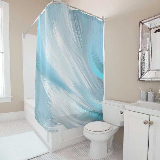 Rideaux De Douche décoration moderne timide bleue (En situation)