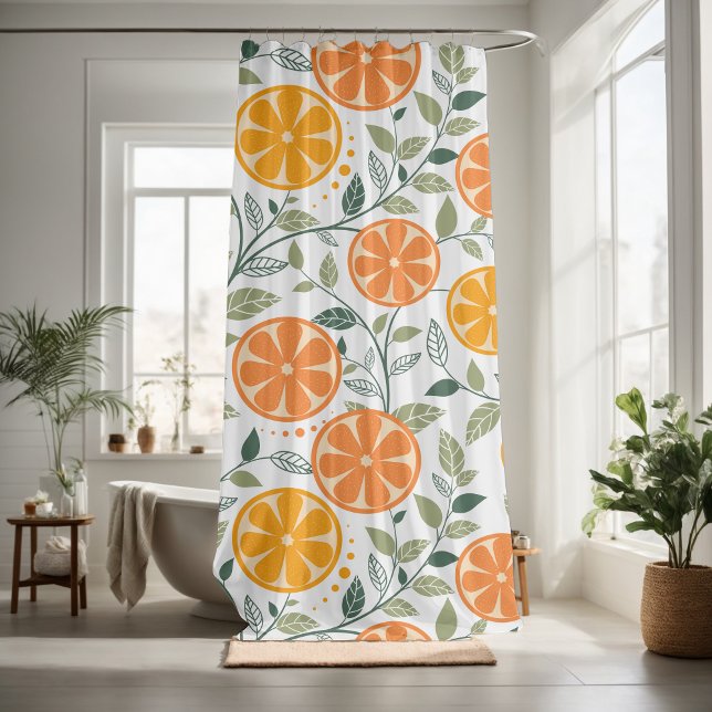 Rideaux De Douche Décorations orange et feuilles accrocheuses (Créateur téléchargé)