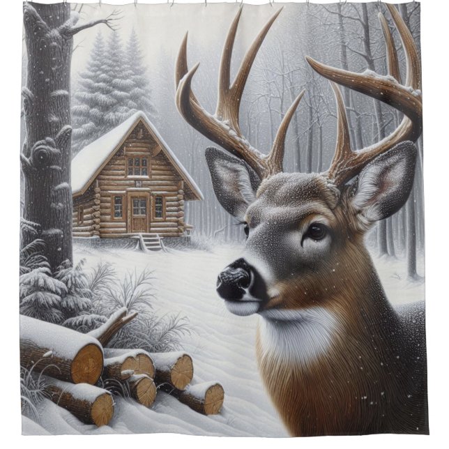 Rideaux De Douche Deer d'hiver/Buck art (Devant)