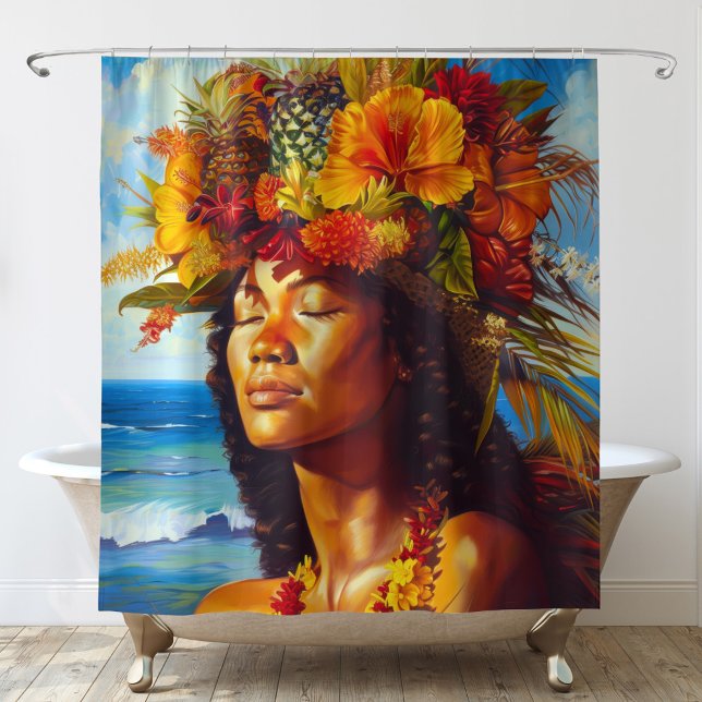 Rideaux De Douche Déesse Tropicale des Îles Hawaïennes (Créateur téléchargé)