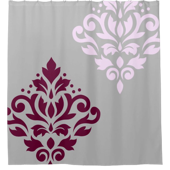 Rideaux De Douche Défiler Damask Art I Plum rose Grey (Devant)