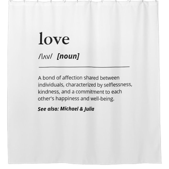 Rideaux De Douche Définition d'amour de style de dictionnaire noir e (Devant)