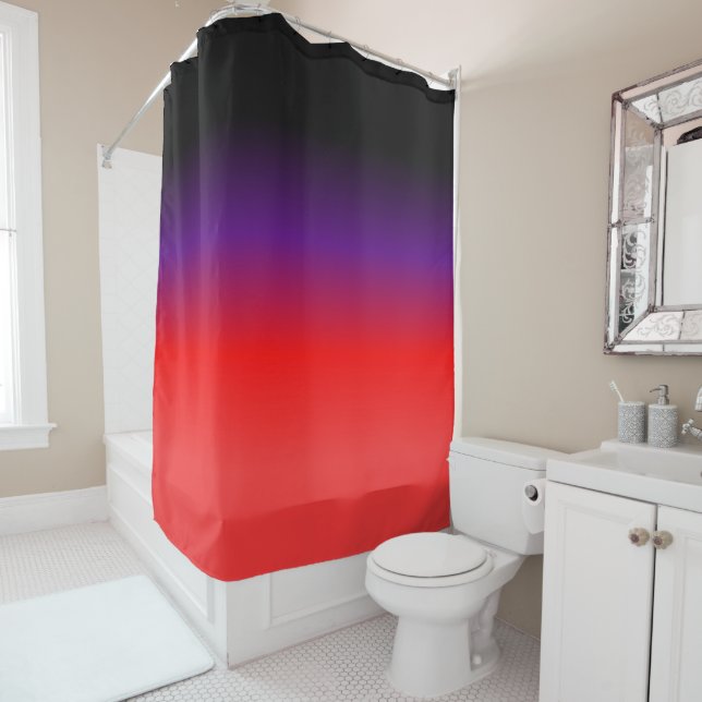 Rideaux De Douche Dégradé noir, violet et rouge (En situation)