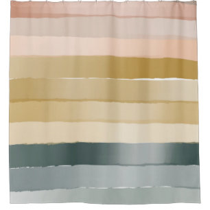 Rideaux De Douche Dégradé rayé pastel bohème minimaliste aquarelle