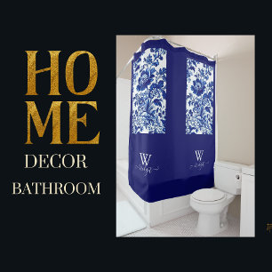 Rideaux De Douche délecter bleu Elegant Chinoiserie