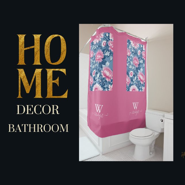 Rideaux De Douche délecter bleu & rose Elegant Chinoiserie (Créateur téléchargé)