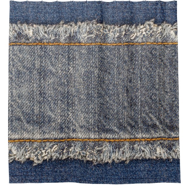 Rideaux De Douche Denim Blue Jeans : Décontracté Double Patch (Devant)