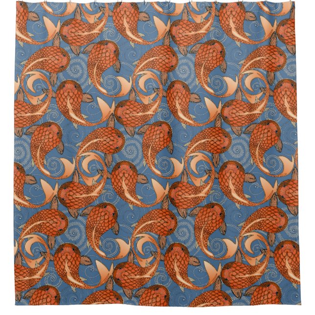 Rideaux De Douche denim de poisson paisley (Devant)
