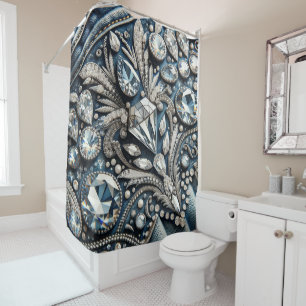 Rideaux De Douche Denim & Diamonds Bijou de pierre précieuse Jean