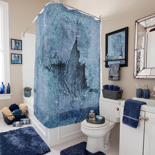 Rideaux De Douche denim pailleté grunge (Créateur téléchargé)