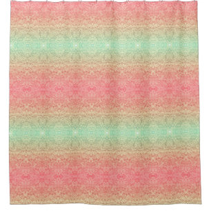 Rideaux De Douche Dentelle de séquence motif ombre rose or vert