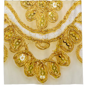 Rideaux De Douche Dentelle jaune doré rayé. texture Arrière - plan,