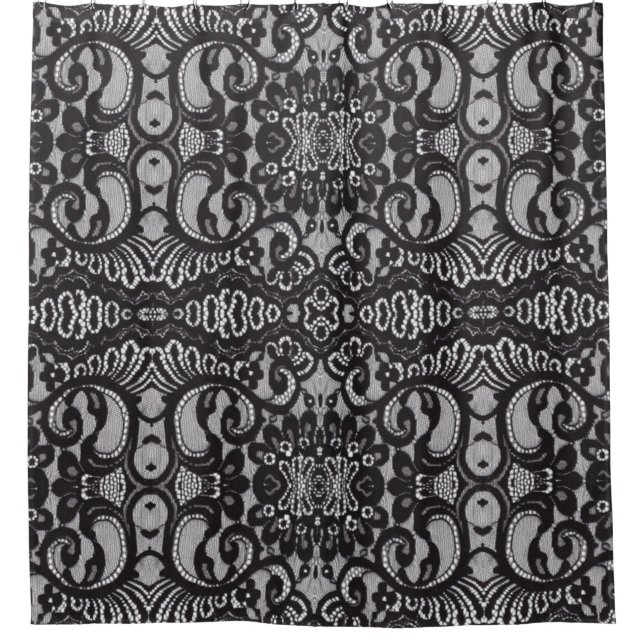 Rideaux De Douche dentelle noire parisienne bohème (Devant)