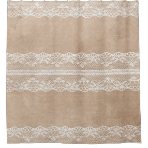 Rideaux De Douche Dentelle off-blanc sur texture papier Vintage avec