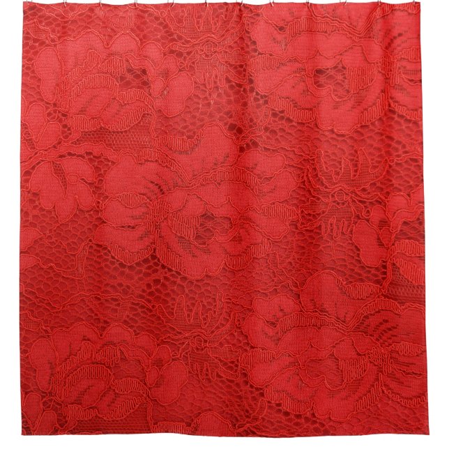 Rideaux De Douche Dentelle rouge élégante, texture transparente (Devant)