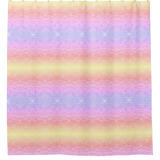 Rideaux De Douche Dentelle séquentielle dégradé motif or rose violet (Devant)