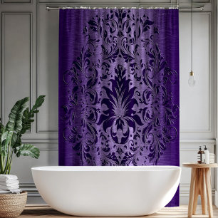 Rideaux De Douche Dentelle violette en aluminium brossé métallisé vi