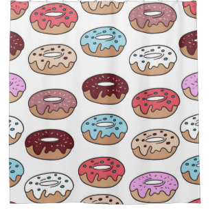 Rideaux De Douche Des beignets multicolores dessinés à la main sans