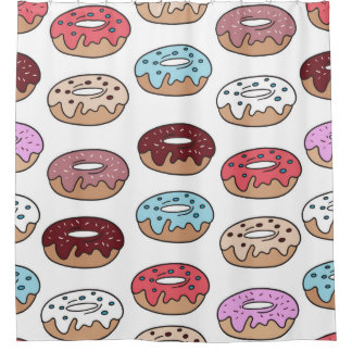 Rideaux De Douche Des beignets multicolores dessinés à la main sans