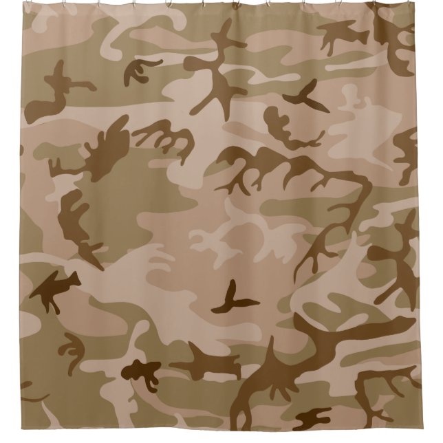 Rideaux De Douche Désert beige marron kaki camouflage camouflé vert  (Devant)
